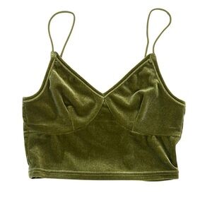 SHEIN Olive Mossy Green Velvet Crop Top XS Forest Fairycore